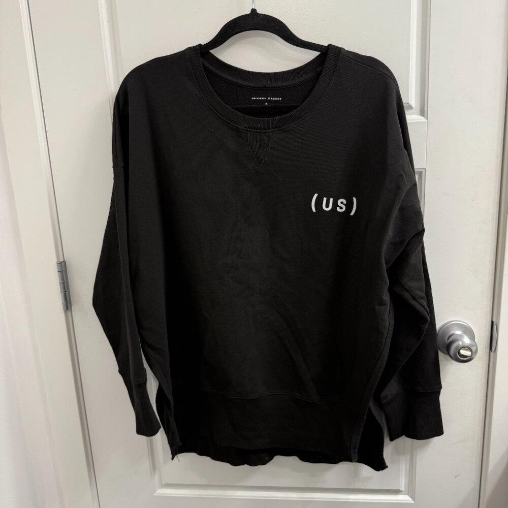 Universal Standard Sweatshirt Medium Fiona Open Side Oversized Pullover Black